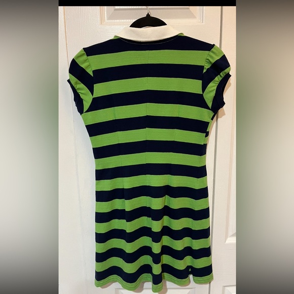 Juicy Couture long tunic top. Green/Navy stripes with white collar. Size M. - Picture 5 of 9